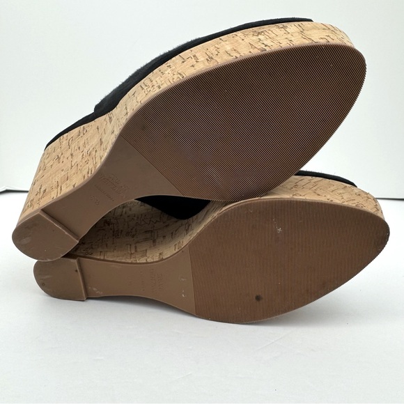 Stuart Weitzman Peep toe, Sling Back Platform Cork Wedge Sandals. Black Size 8.5 - Picture 10 of 12